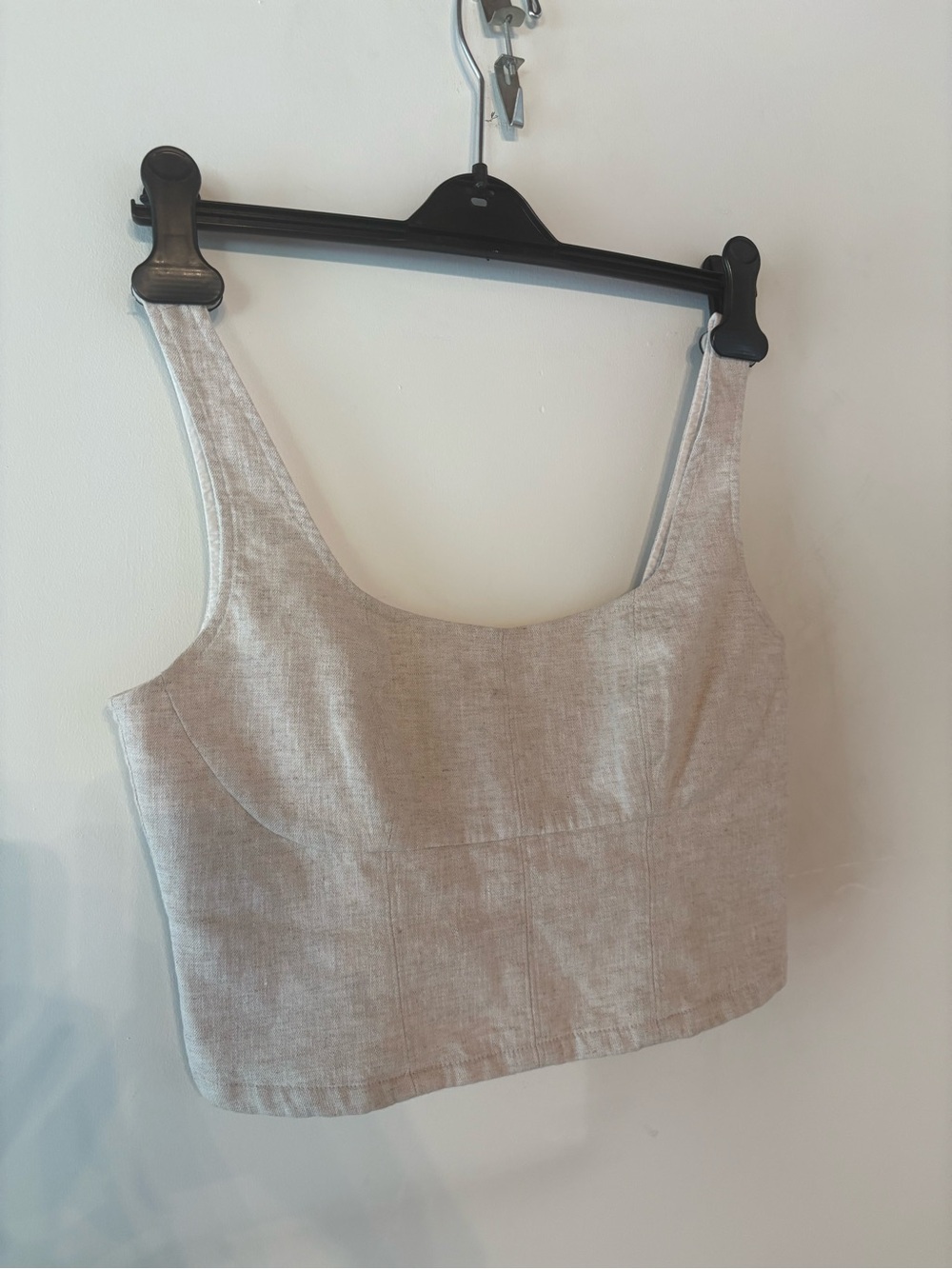 Banana Republic Factory Linen Blend Cropped Bustier Top Oatmeal Size 2